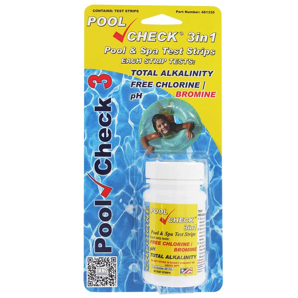 3 in 1 Pool Check Test Strips 50 per bottle