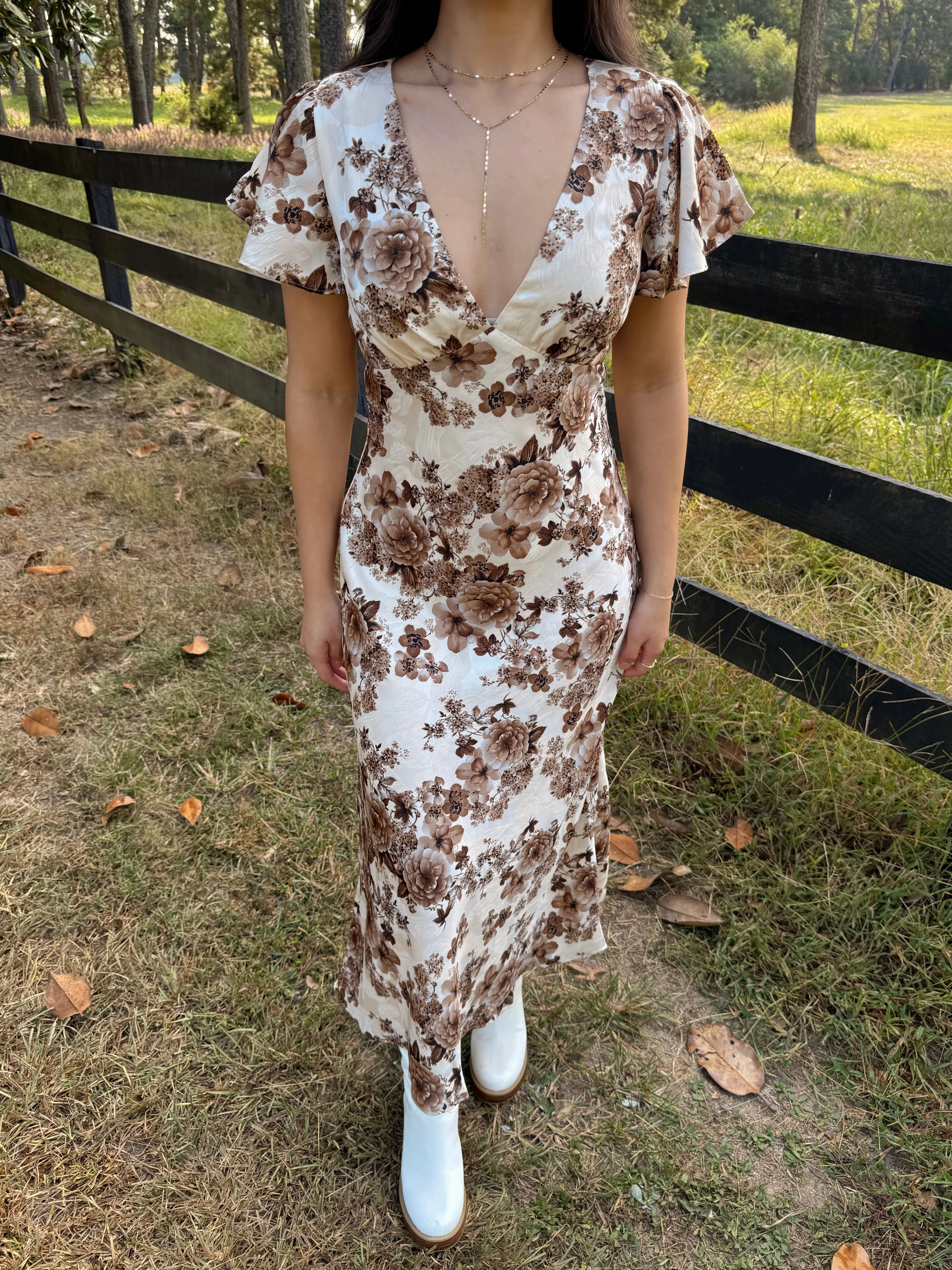 Brown Florals Dress