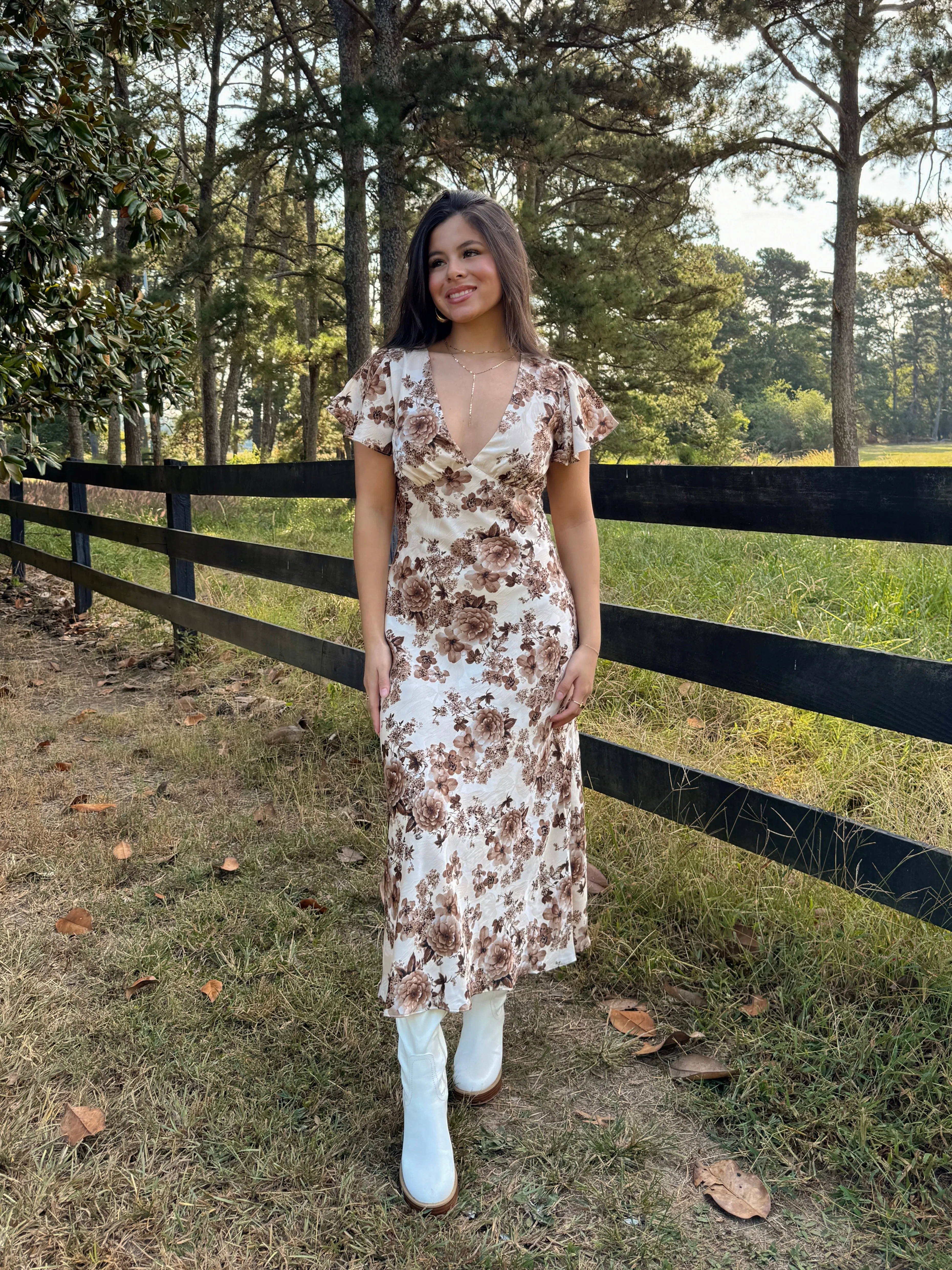 Brown Florals Dress