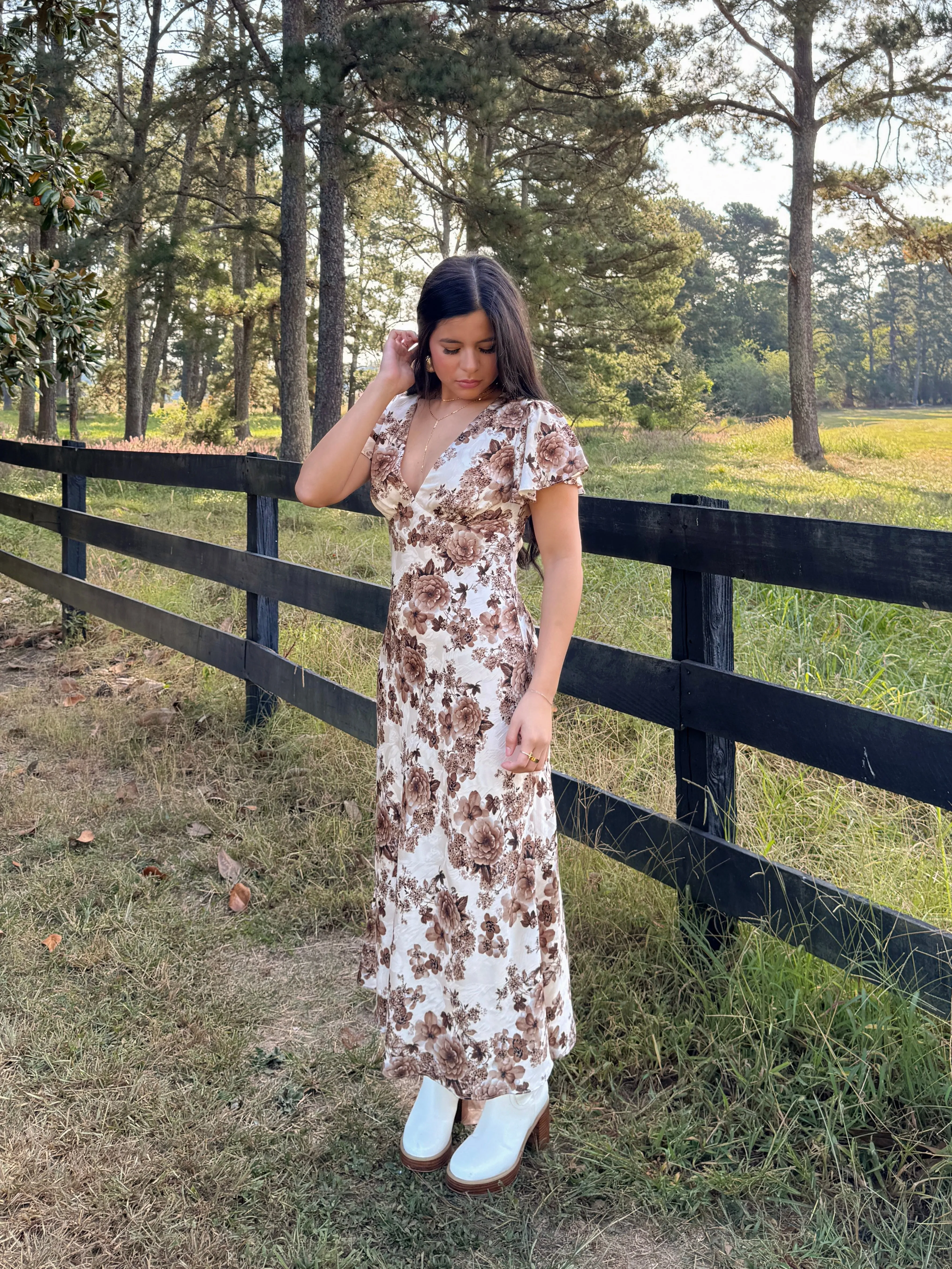 Brown Florals Dress