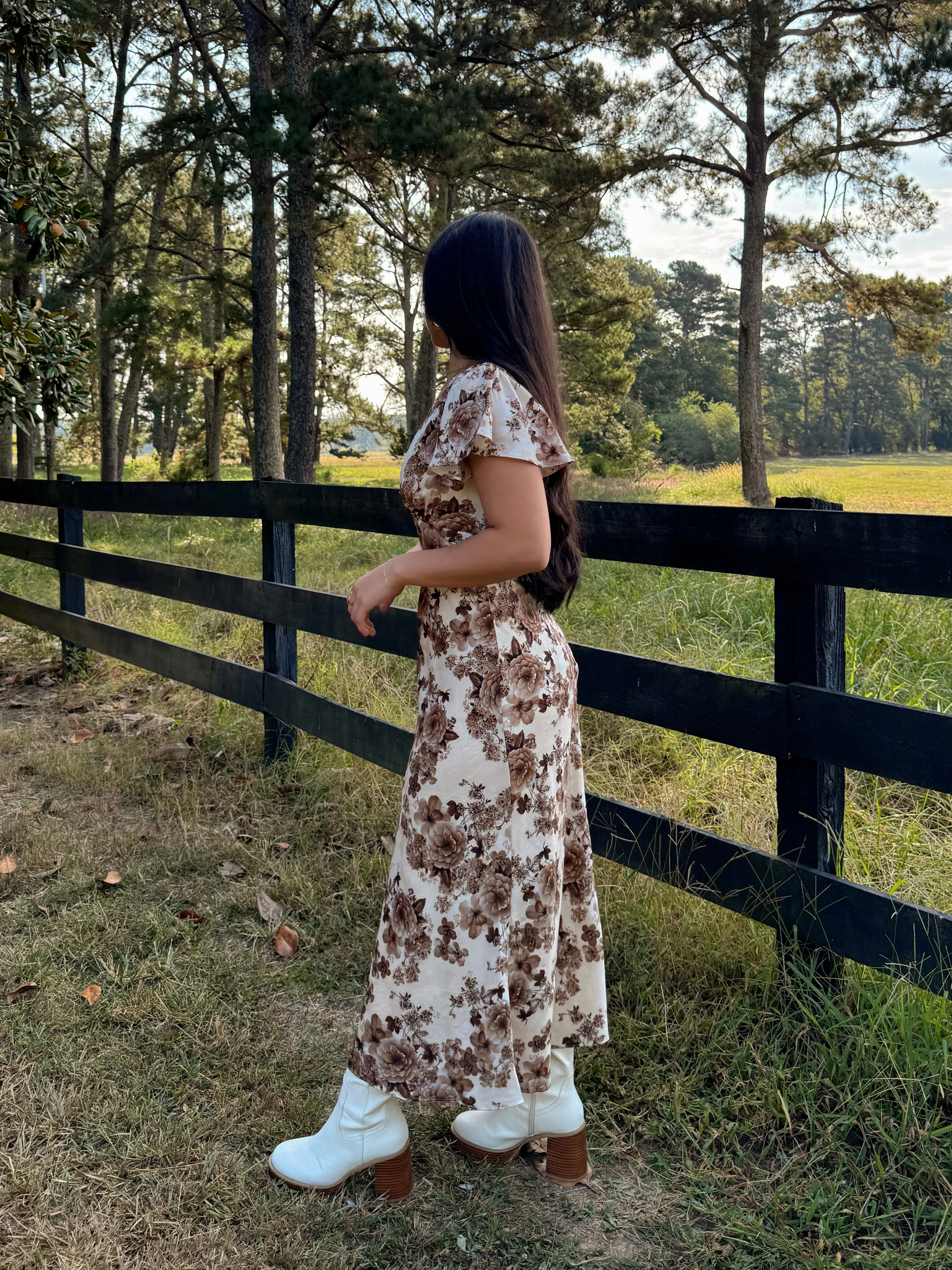 Brown Florals Dress