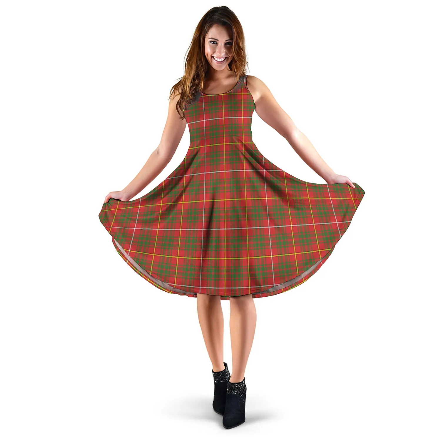 Bruce County Canada Tartan Sleeveless Midi Womens Dress