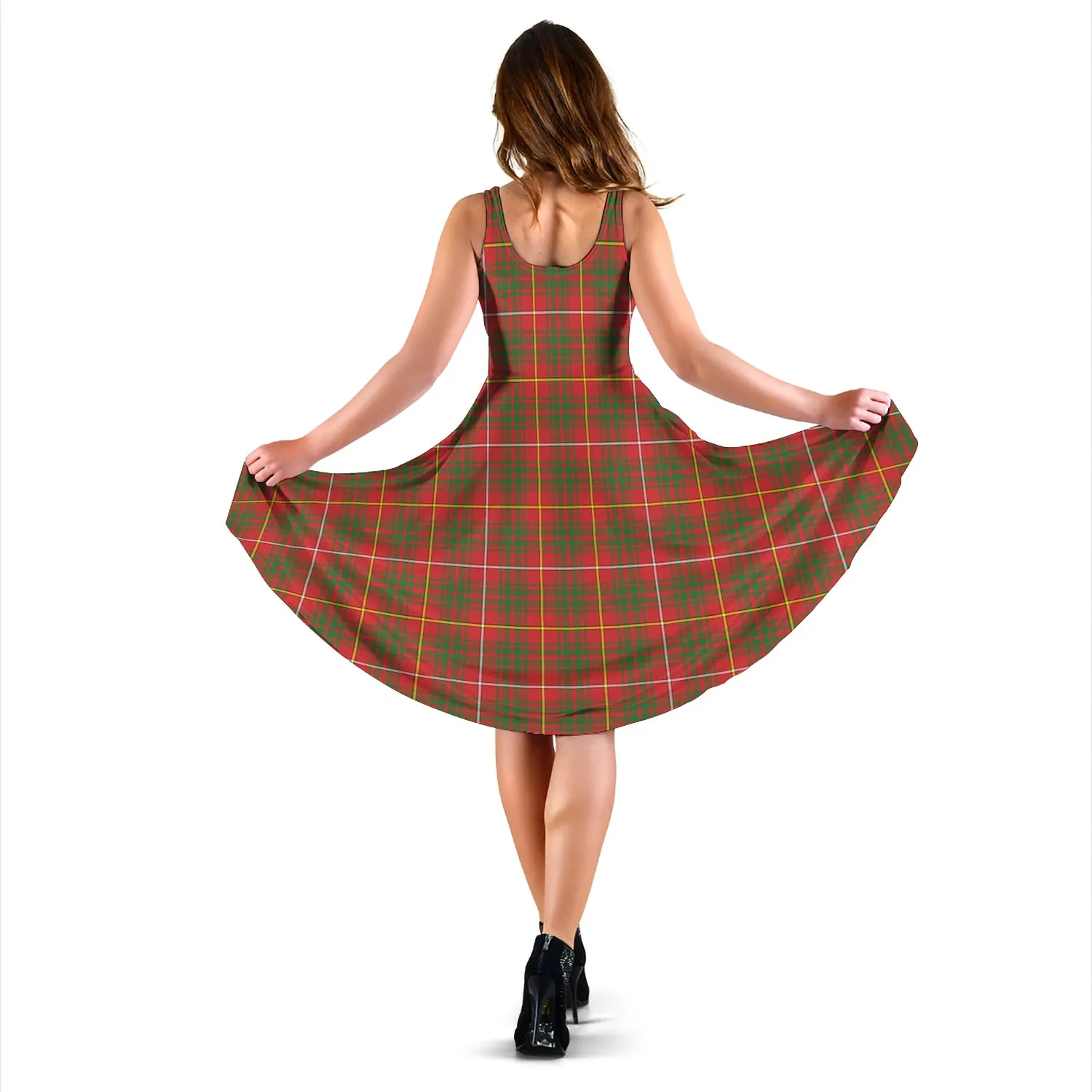 Bruce County Canada Tartan Sleeveless Midi Womens Dress