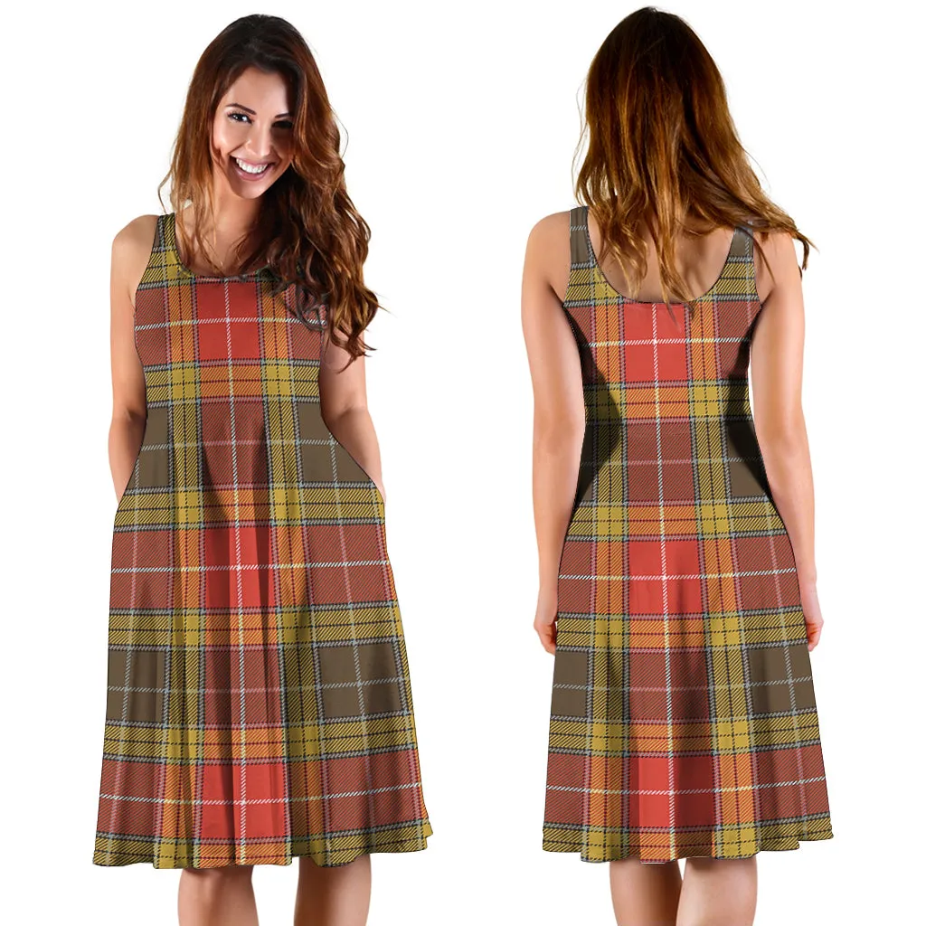 Buchanan Old Set Weathered Tartan Sleeveless Midi Womens Dress