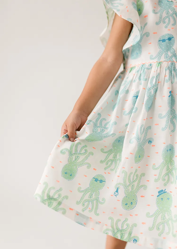 Cute Girls Bell Dress - Octopus