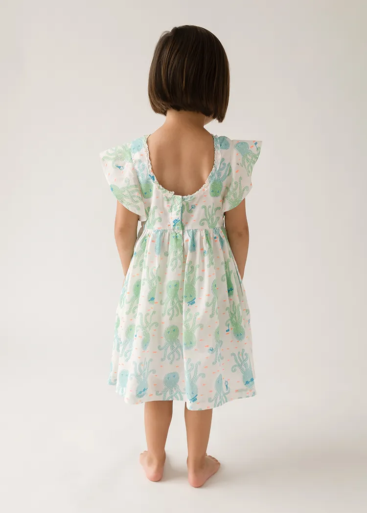 Cute Girls Bell Dress - Octopus