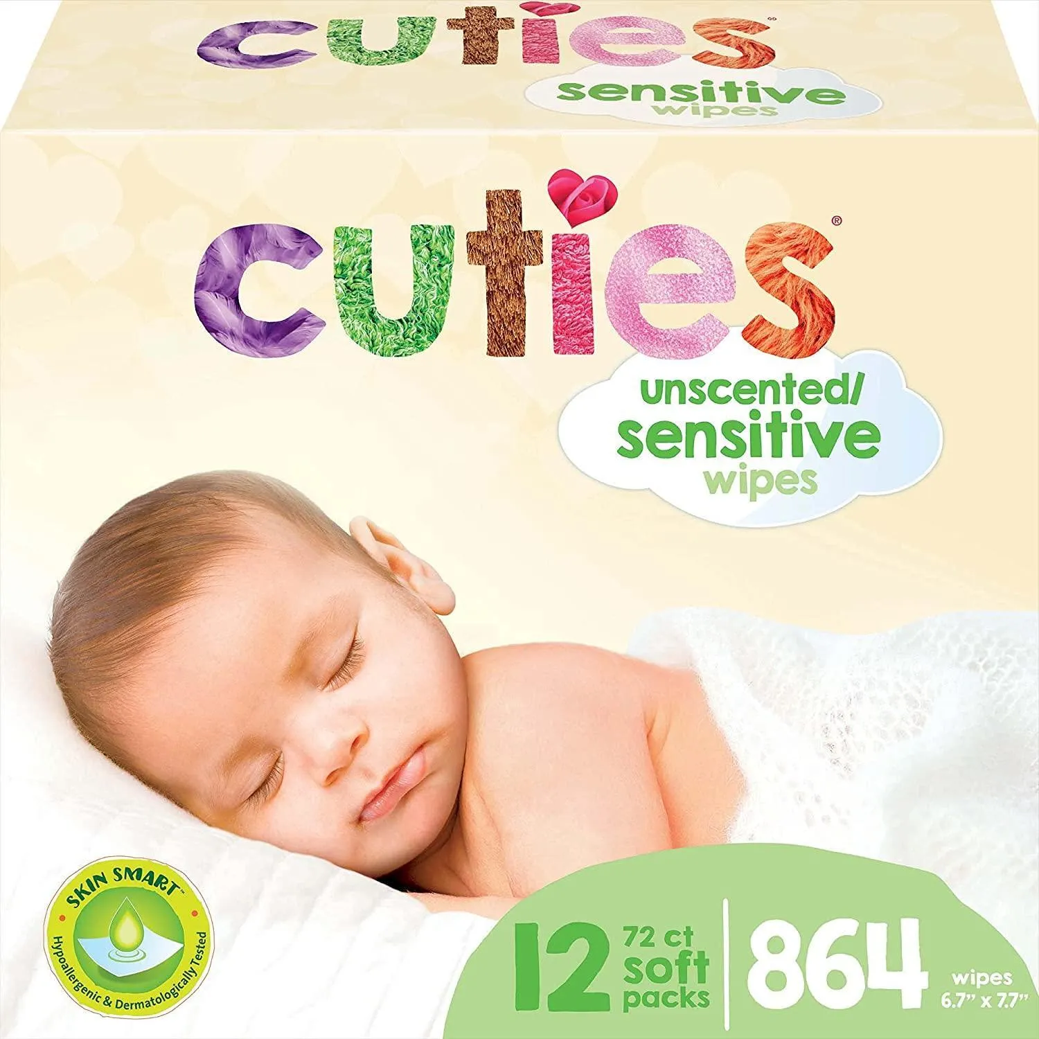 Cuties Baby Wipes Unscented & Hypoallergenic