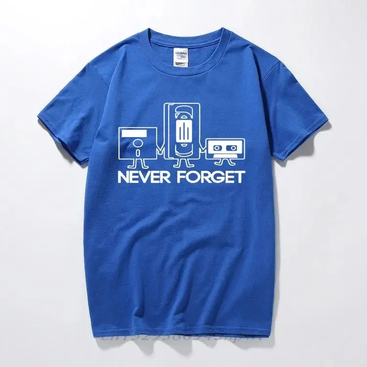 Fashion New T-Shirts Men Short Sleeve Never Forget Floppy Disc VHS Cassette Tech Geek Print T Shirts Male Undershirts Tshirts