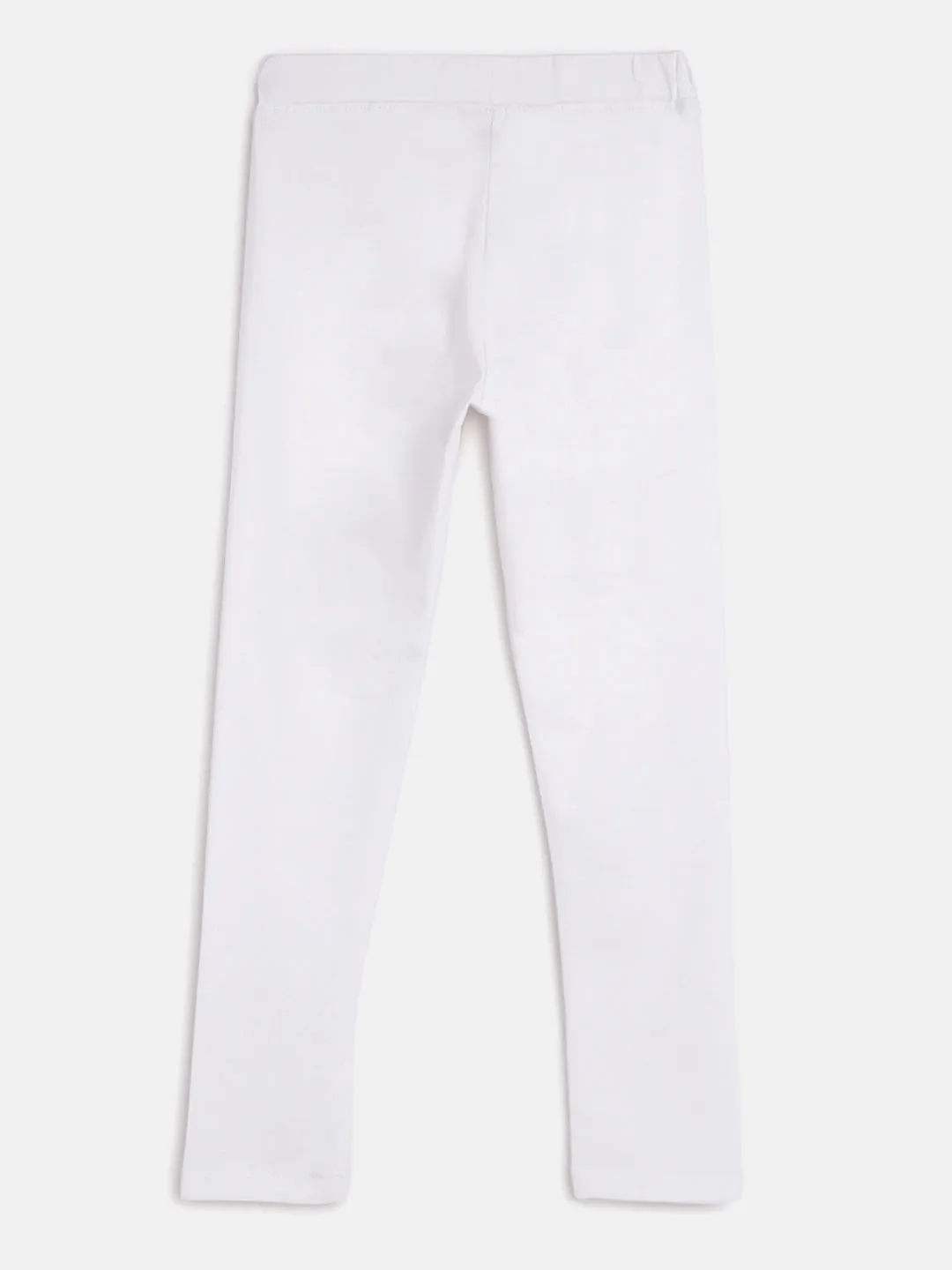 Girls White Cotton Leggings