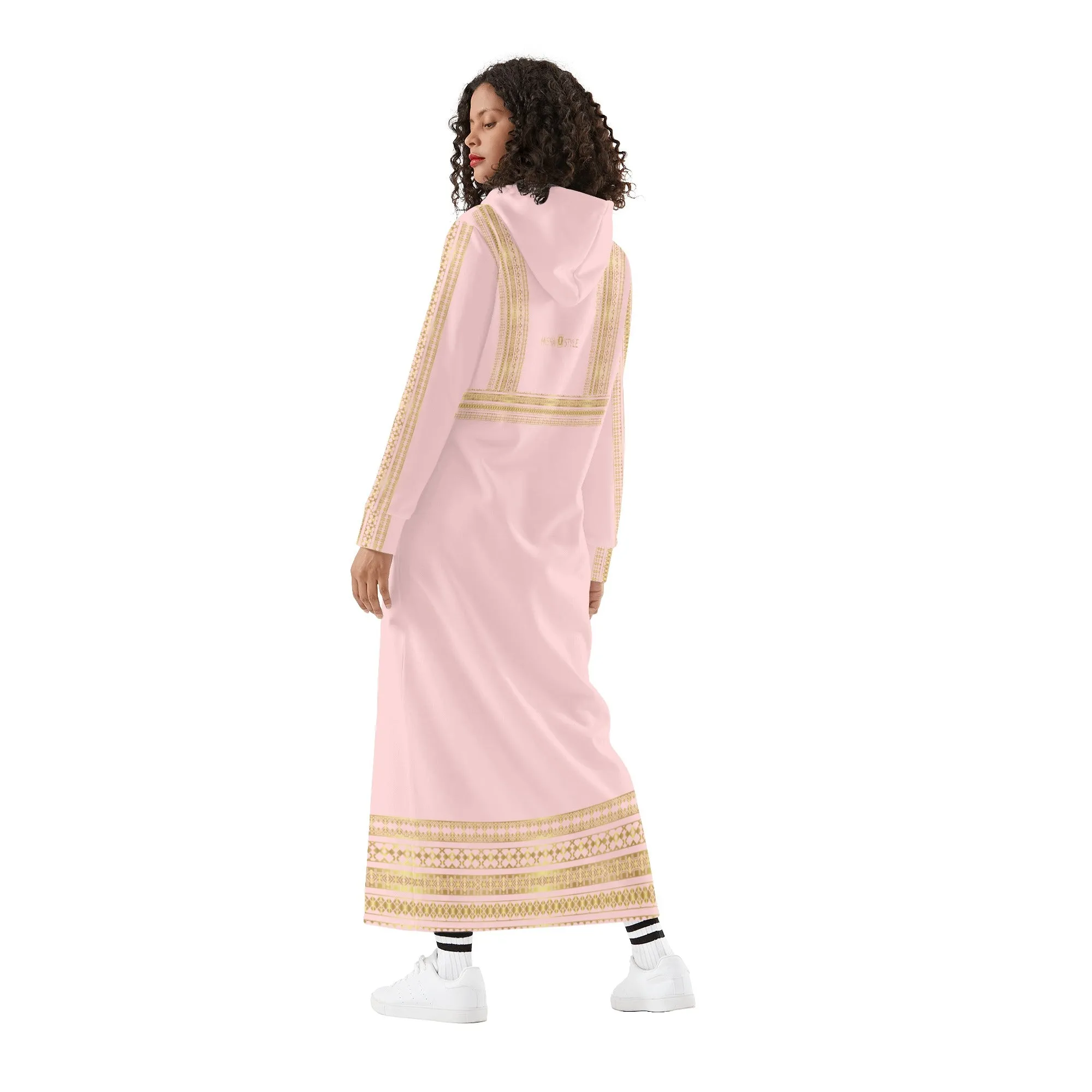 Light Royal Pink Casual Long Hoodie Dress