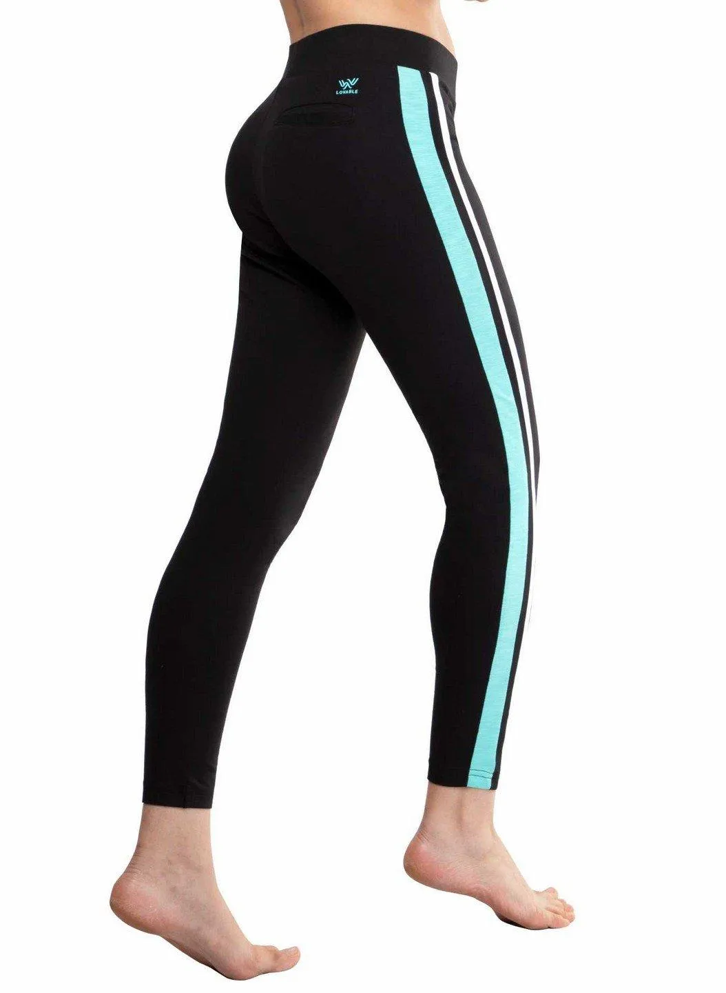 Lovable Black Cotton Gym Wear Tights Yoga Pants With Pocket