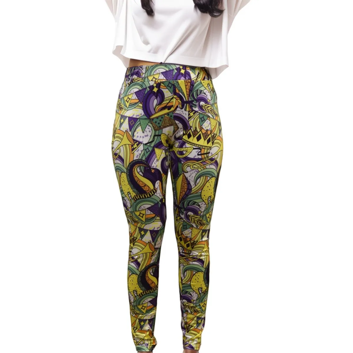 Mardi Gras Majesty Printed Leggings