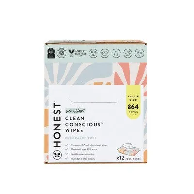 Open Box - The Honest Company Plant-Based Baby Wipes made with over 99% Water - Sunburst - 864ct