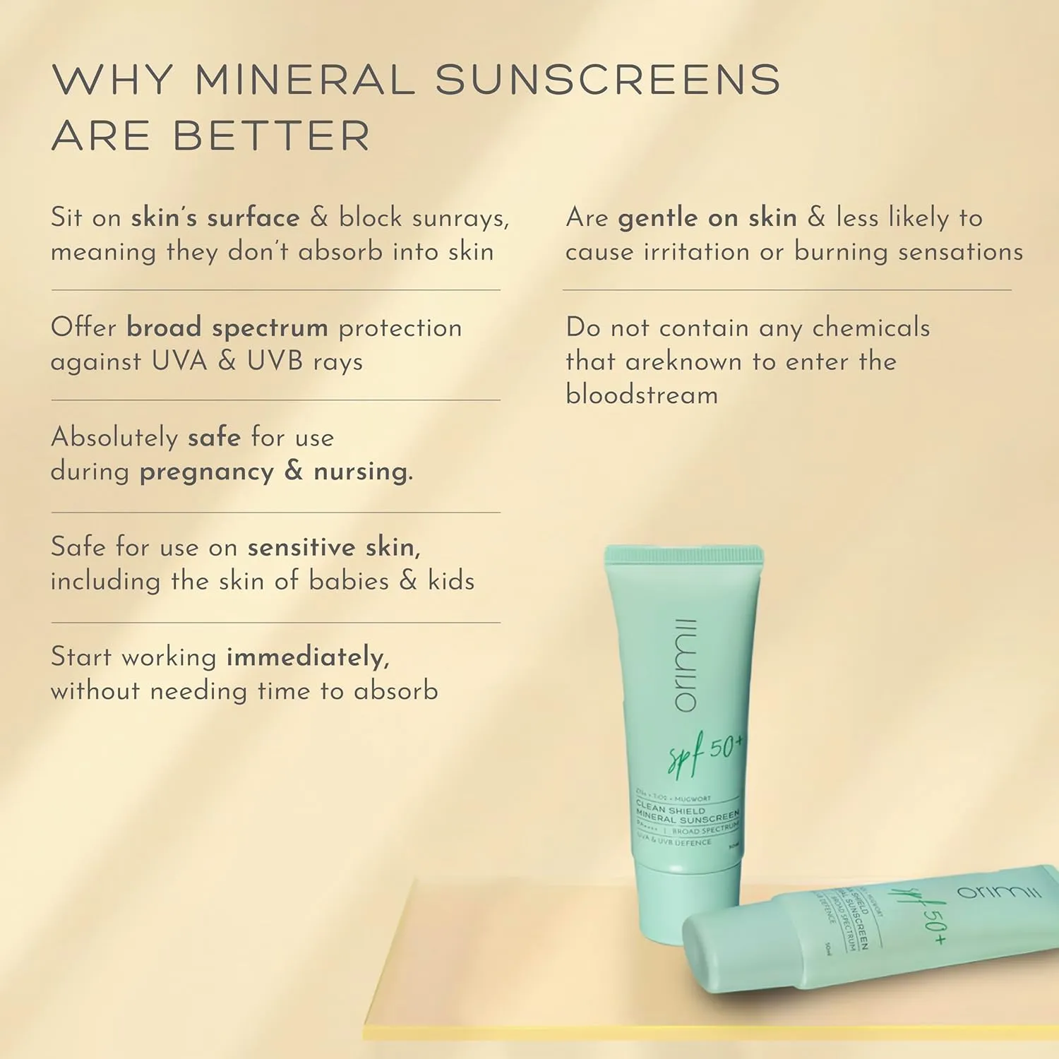 Orimii Clean Shield Mineral Sunscreen SPF 50 