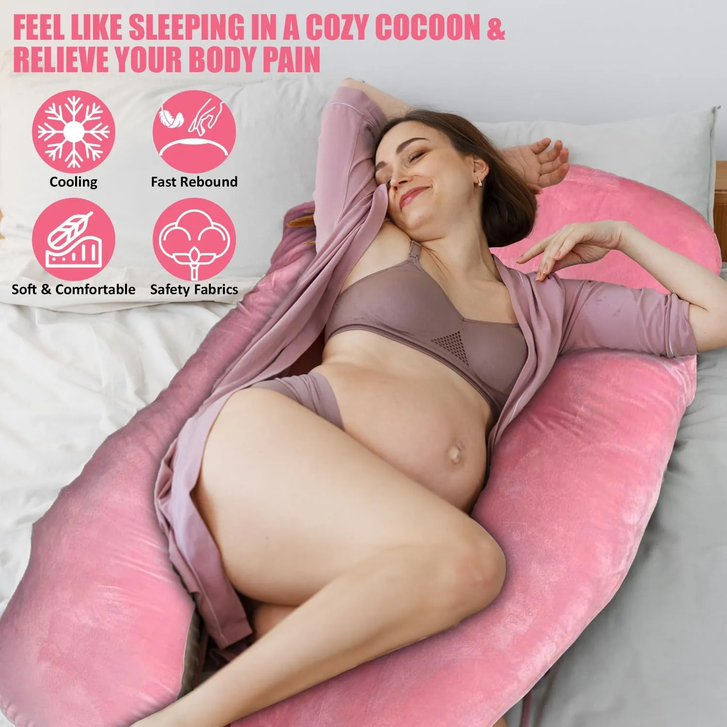 Pregnancy Body Pillow For Belly Support-Pink