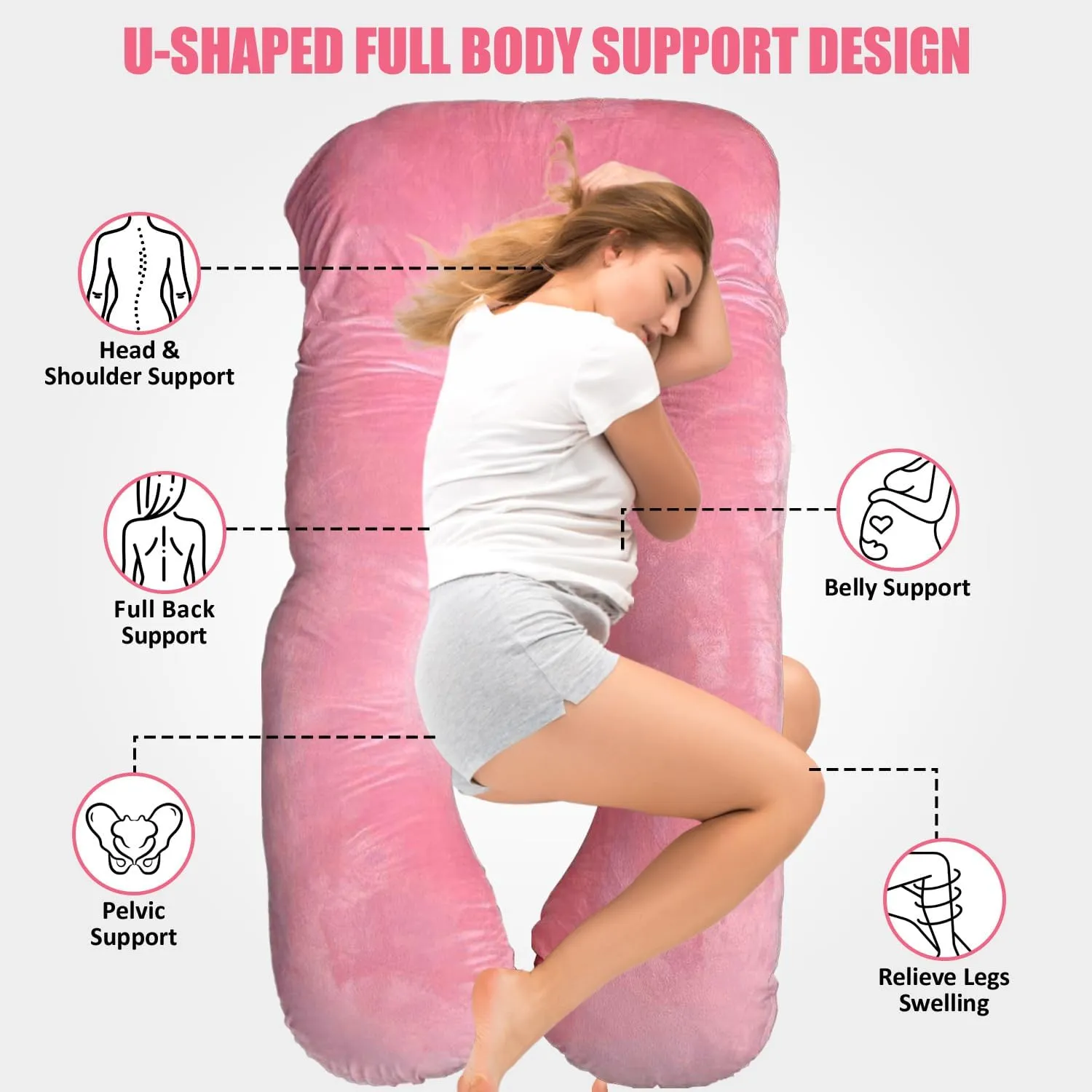 Pregnancy Body Pillow For Belly Support-Pink