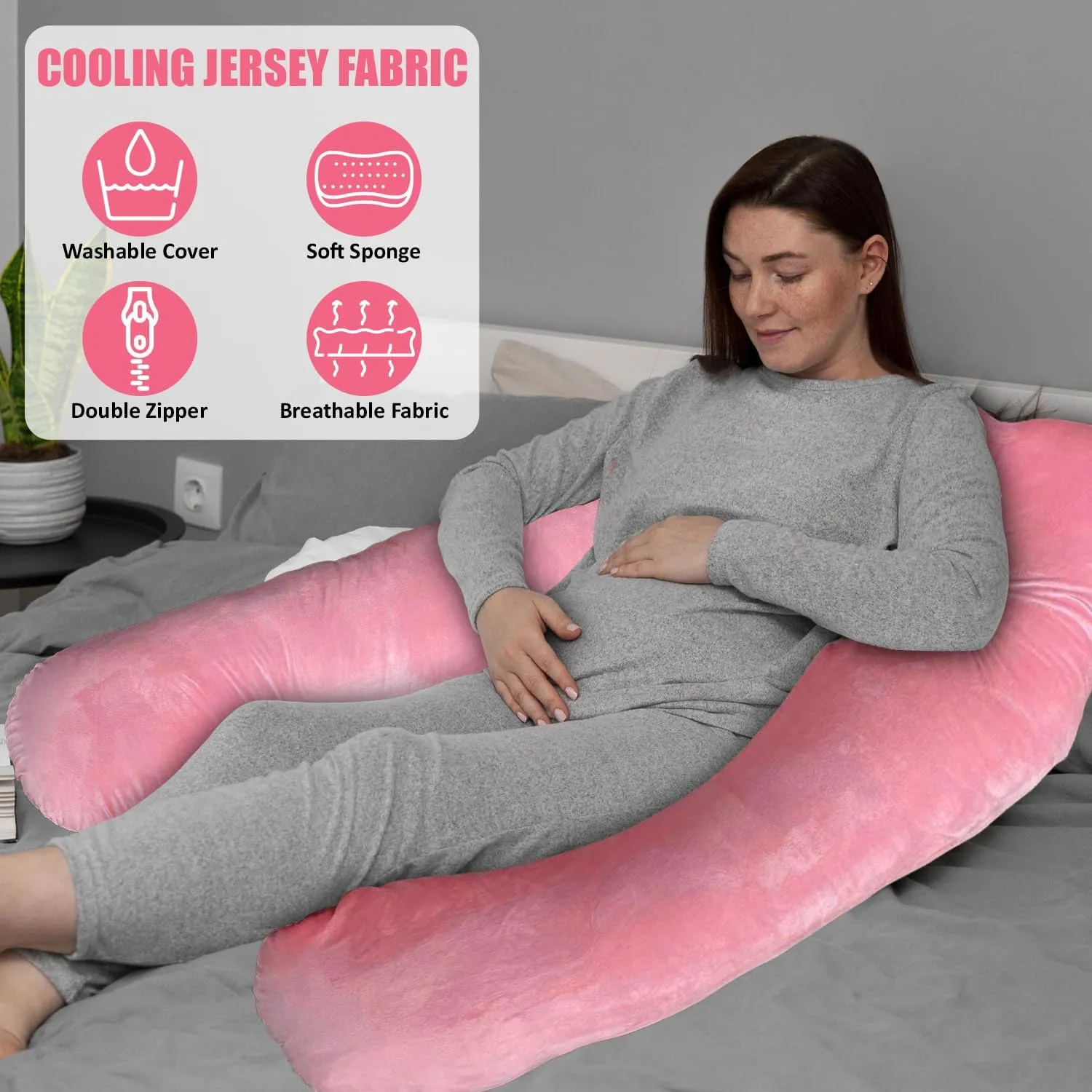 Pregnancy Body Pillow For Belly Support-Pink