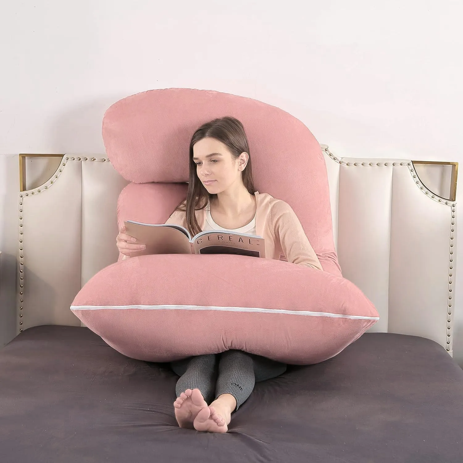 Pregnancy Pillows U-Shape Full Body Pillow-Pink