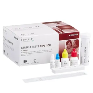 Rapid Strep A Testing Kit Throat Swab Specimen Dipsticks, 50 Test Per Box