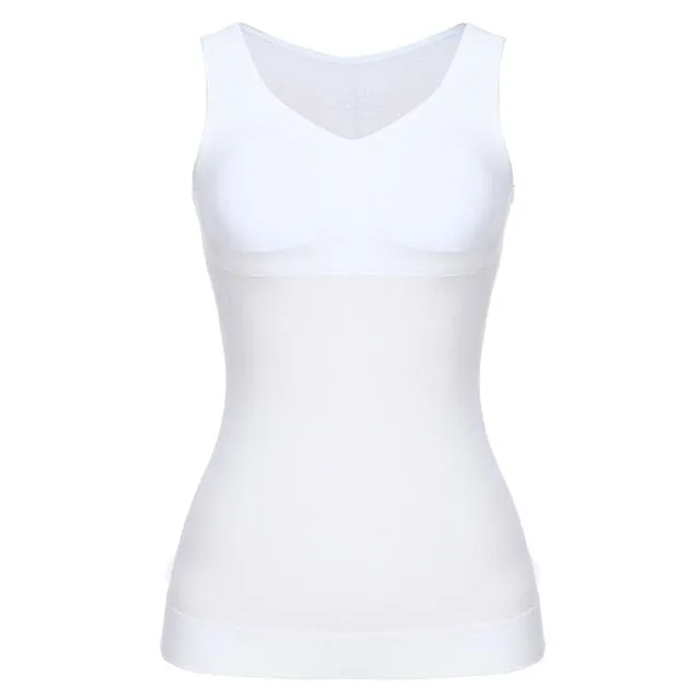 Tank Tops with Built in Bra Shelf Bra Casual Wide Strap Basic Camisole Sleeveless Top Body Shaper with Removable Bra Shapewear