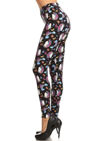 Women's Plus Unicorn Dream Pattern Printed Leggings