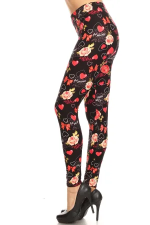 Women's Plus Valentine Theme Pattern Printed Leggings